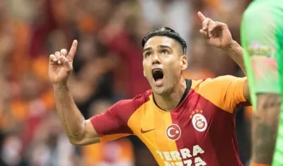 Falcao García celebra su primer gol en Turquía. 