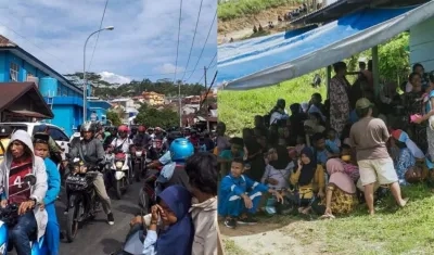 Los residentes tratando de ponerse a salvo.