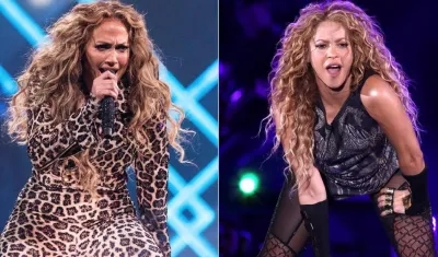 Las cantantes Jennifer Lopez y Shakira.