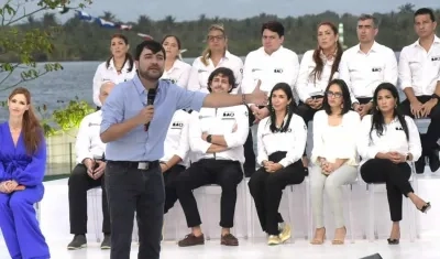 El Alcalde Jaime Pumarejo durante el discurso tras su posesión.