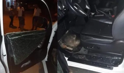 Así quedó el vehículo tras el ataque a tiros.