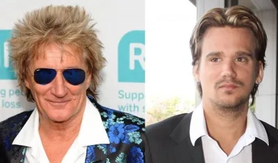 El cantante británico Rod Stewart y su hijo Sean.