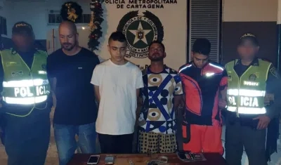 Los cuatro capturados por vender droga sintética en Cartagena.