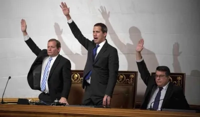 Juan Guaidó, tras juramentar nuevamente como Presidente interino.