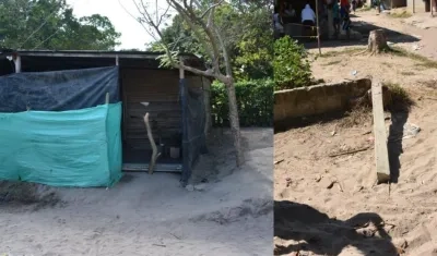 Casa donde vivía la menor y la viga que la golpeó.