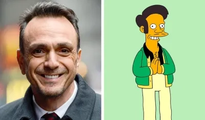 El actor Hank Azaria y su personaje en 'Los Simpson' Apu.