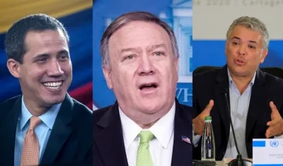 Juan Guaidó, Mike Pompeo e Iván Duque.