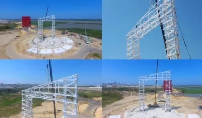 Así va el monumento de la 'Aleta de Tiburón'.