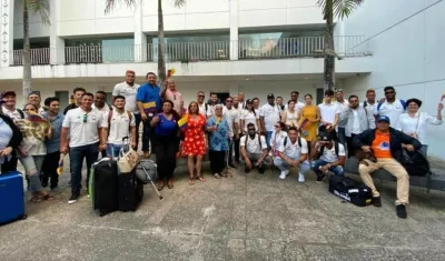 Delegación de Colombia a su llegada a Puerto Rico. 