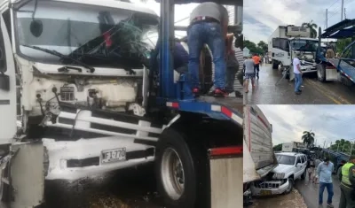 Aspecto del múltiple choque en Campeche.