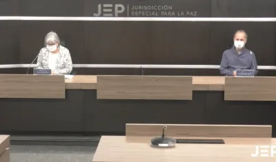 Patricia Linares, presidenta de la JEP, en la rueda de prensa este sábado.
