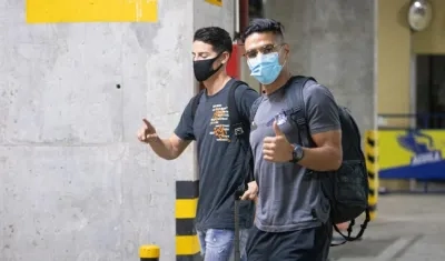 James Rodríguez y Falcao García, a su llegada a Barranquilla.