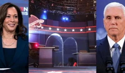 Para el debate de la Vicepresidencia hay instalados unos plexiglás para evitar contagio de Covid-19.