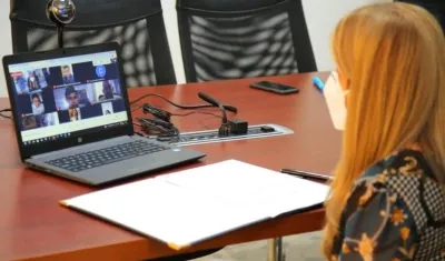 La Gobernadora Elsa Noguera, durante la posesión virtual.