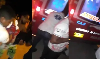 Momentos en que era auxiliada la mujer en Puerto Colombia.