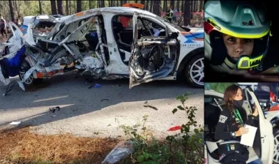 Laura Salvo y el carro donde competía. 