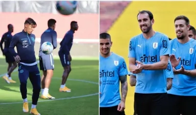 Foto de los entrenamientos de Ecuador y Uruguay.