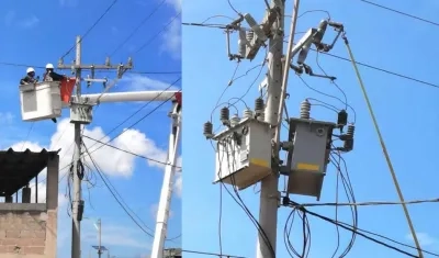 Operativo de desmonte del transformador instalado ilegalmente.