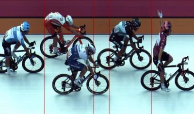 Así registró el foto finish el triunfo de Damare y el tercer puesto de Hodeg. 