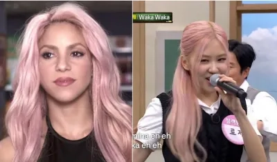 Una foto de Shakira con el look de un video; en la otra foto el look actual de Rosé de Blackpink.