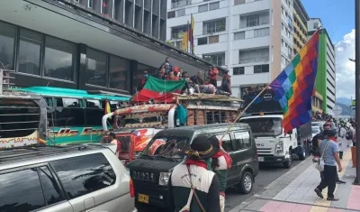 La Minga indígena en su llegada a Bogotá.
