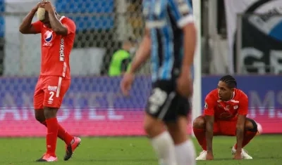 La tristeza de los jugadores del América de Cali.