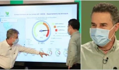 Gobernador Aníbal Gaviria, en medio del anuncio de la alerta roja.