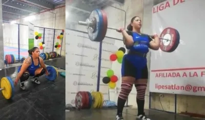 La pesista María Fernanda García, durante su participación.