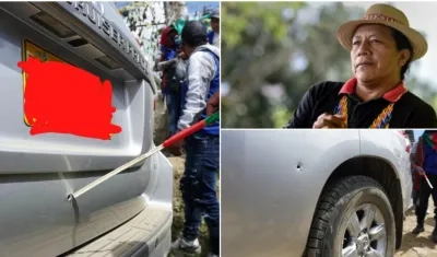 La camioneta en la que se desplazaba el líder indígena fue impactada con tres disparos.
