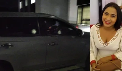 Camioneta y la lideresa Irama Móvil Gámez.