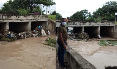 Las basuras arrastrada por el arroyo.