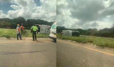 Aspecto de como quedó la ambulancia accidentada. 