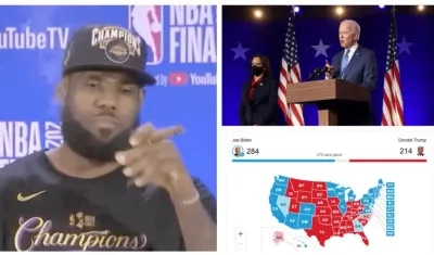 LeBron James celebra el triunfo de Joe Biden. 