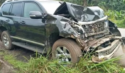 Camioneta en la que viajaba Eto'o.