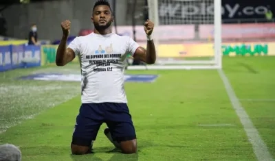 Miguel Ángel Borja, celebrando el gol del triunfo.