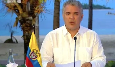 El Presidente Iván Duque durante su alocución desde San Andrés.