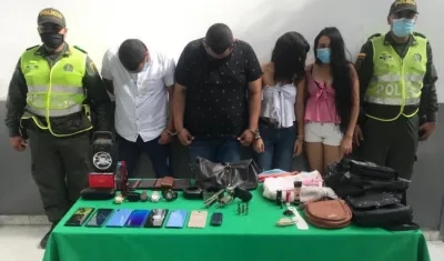 Los cuatro capturados en la URI de la Fiscalía. 