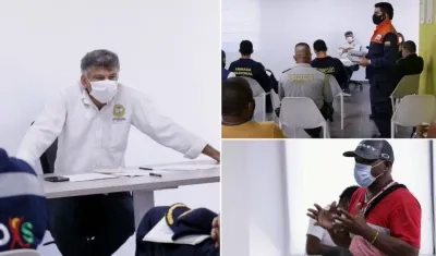  David Múnera Cavadía, secretario del Interior, se reunió con nativos de Playa Blanca para reapertura del sitio.