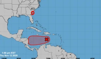 Trayectoria de la onda tropical por el Mar Caribe. 