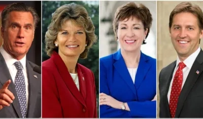 Mitt Romney, Lisa Murkowski, Susan Collins y Ben Sasse, senadores republicanos.