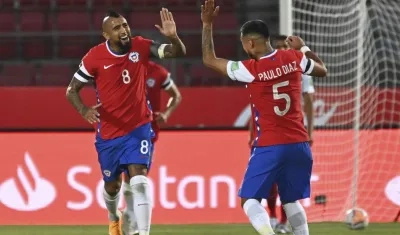 La celebración de Arturo Vidal.