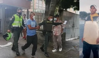 A la izquierda, Fernando Rafael Castro Posada al ser llevado a valoración a Medicina Legal; y a la derecha, foto de Oliver Antonio Salive Peña.