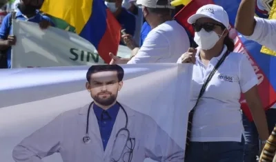 Las centrales obreras marcharon este jueves en Barranquilla. 