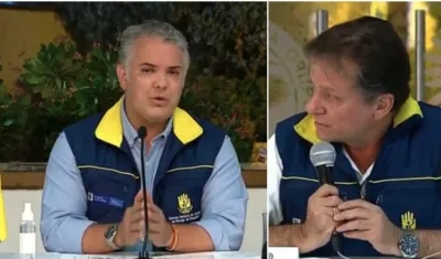 El presidente Iván Duque y el director de la UNGRD, Eduardo González.