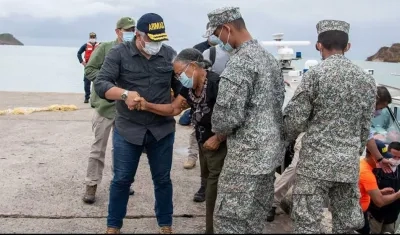 El presidente Iván Duque durante su visita a Providencia.