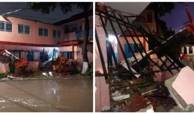 Así quedó la pared del colegio.