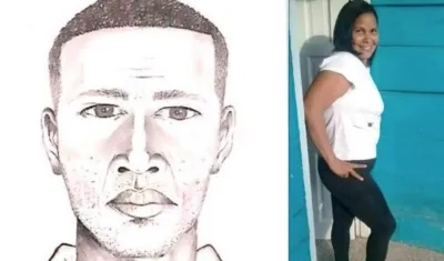 Retrato hablado del presunto homicida y a la derecha Lorena Gutiérrez Barbosa.