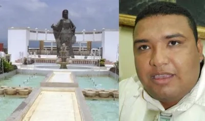 Parque de Albania y el exalcalde Yan Hernández Herazo.