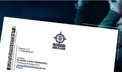 Misiva enviada a mandatarios, entre ellos la Alcaldesa de Bogotá.