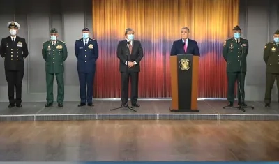 Presidente Duque durante la rueda de prensa de resultados de Orión VI.